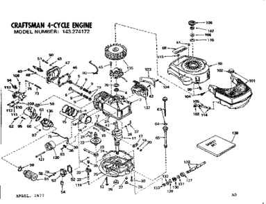 Replacement Parts Diagram and Parts List for 143274172  Craftsman Engine