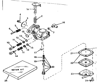 Carburetor Diagram and Parts List for 143184092  Craftsman Engine
