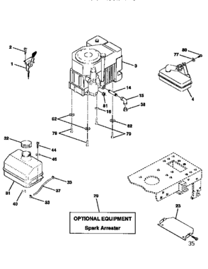 Engine Diagram and Parts List for 917258540  Craftsman Lawn Tractor