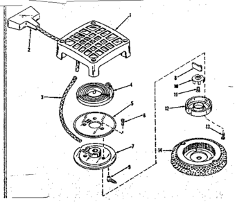 Rewind Starter No. 28630 Diagram and Parts List for 14352200  Craftsman Engine