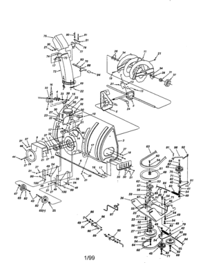 Main Frame Diagram and Parts List for 486248400  Craftsman Snow Blower