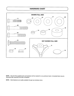 Hardware Chart Diagram and Parts List for 486242101  Craftsman Lawn Tractor