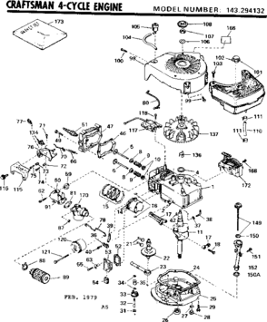 Replacement Parts Diagram and Parts List for 143294132  Craftsman Engine