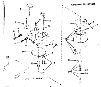 Carburetor Diagram and Parts List for 143226192  Craftsman Engine