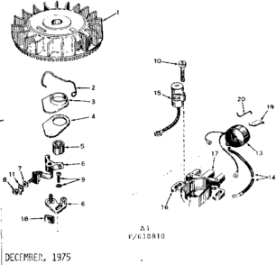 Magneto Diagram and Parts List for 143264542  Craftsman Engine