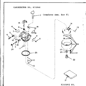 Carburetor Diagram and Parts List for 143243042  Craftsman Engine