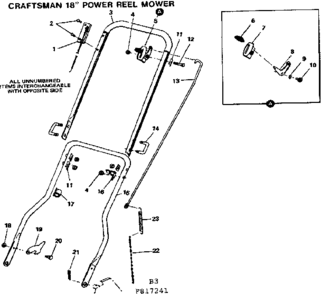 Handle Assembly Diagram and Parts List for 536817241  Craftsman Lawn Mower