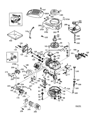 Engine Diagram and Parts List for 143006512  Craftsman Engine