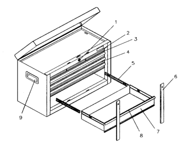 Part Location Diagram of A9066A10-EBK Craftsman Tool chest drawer, 4-in
