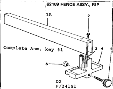 2 In Motorized Table Saw/fence Assy., Rip Diagram and Parts List for 113241510  Craftsman Table Saw