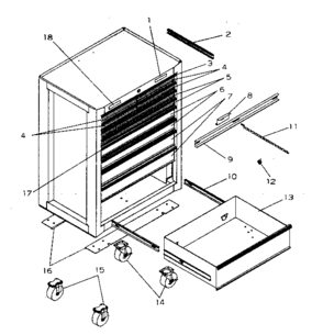 Cabinet Parts Diagram and Parts List for 706619413  Craftsman Tool Stand & Cart