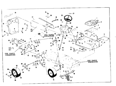 Top Half Diagram and Parts List for 536255240  Craftsman Lawn Tractor