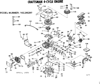 Replacement Parts Diagram and Parts List for 143246292  Craftsman Engine
