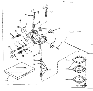 Carburetor No. 630986 Diagram and Parts List for 143171142  Craftsman Engine