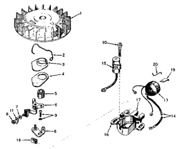 Magneto Diagram and Parts List for 143621022  Craftsman Engine