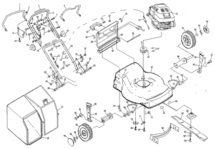 Main Frame Diagram and Parts List for 917372441  Craftsman Lawn Mower