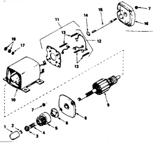 Starter Motor Diagram and Parts List for 143366042  Craftsman Engine