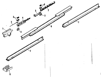 Rail Assembly Diagram and Parts List for 13953600  Craftsman Garage Door Opener