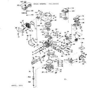 Engine Diagram and Parts List for 143246152  Craftsman Engine