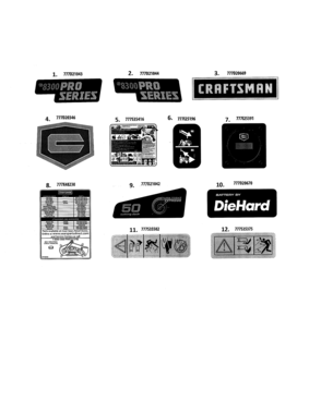 Decals Diagram and Parts List for 247204430  Craftsman Lawn Tractor