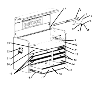 Main Asy Diagram and Parts List for 706586400  Craftsman Tool Stand & Cart