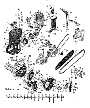 Main Frame Diagram and Parts List for 91760025  Craftsman Chainsaw