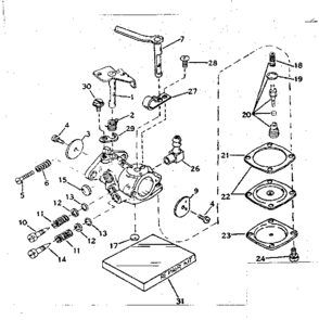 Carburetor No. 630795a Diagram and Parts List for 91760051  Craftsman Chainsaw