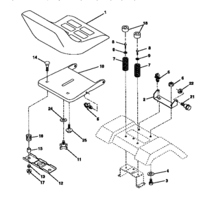 Seat Assembly Diagram and Parts List for 917272021  Craftsman Lawn Tractor