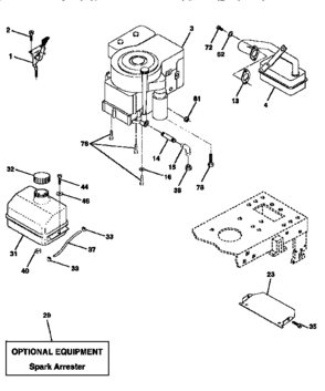 Engine Diagram and Parts List for 917256891  Craftsman Lawn Tractor