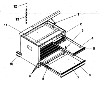 Chest Diagram and Parts List for 706619361  Craftsman Tool Stand & Cart