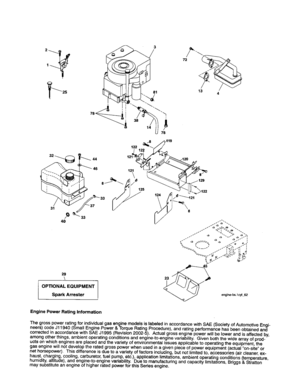Engine Diagram and Parts List for 917257450  Craftsman Lawn Tractor