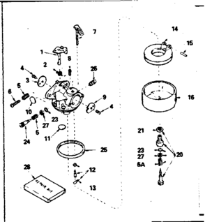 Carburetor No. 632334 Diagram and Parts List for 143756192  Craftsman Engine