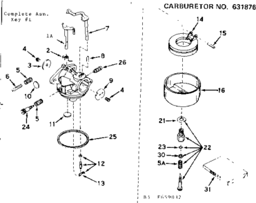 Carburetor Asm Diagram and Parts List for 143659032  Craftsman Engine