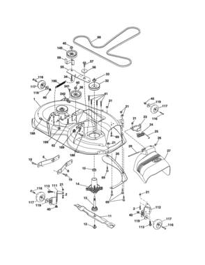Mower Deck Diagram and Parts List for 917988240  Craftsman Lawn Tractor