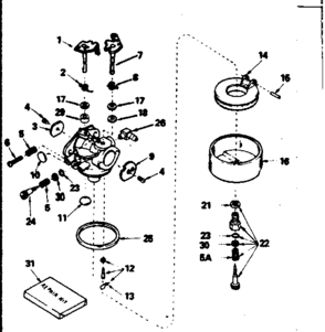 Carburetor No. 632238 Diagram and Parts List for 143356132  Craftsman Engine