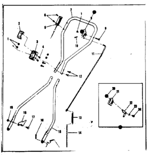Handle Assembly Diagram and Parts List for 53691200  Craftsman Lawn Mower