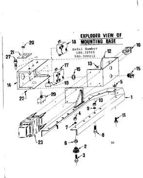 Mounting Base Diagram and Parts List for 580320212  Craftsman Engine