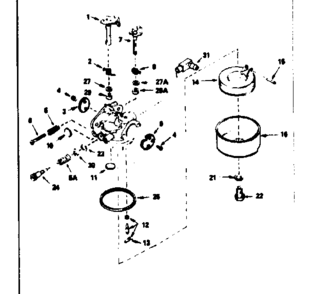 Carburetor Diagram and Parts List for 143386042  Craftsman Engine