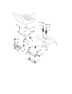 Seat Assembly Diagram and Parts List for 917276230  Craftsman Lawn Tractor