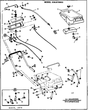 Control Diagram and Parts List for 536978902  Craftsman Lawn Mower