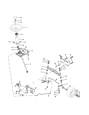 Steering Assembly Diagram and Parts List for 917277350  Craftsman Lawn Tractor