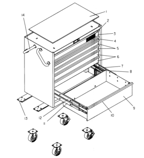 Tool Chest Diagram and Parts List for 706655662  Craftsman Tool Stand & Cart