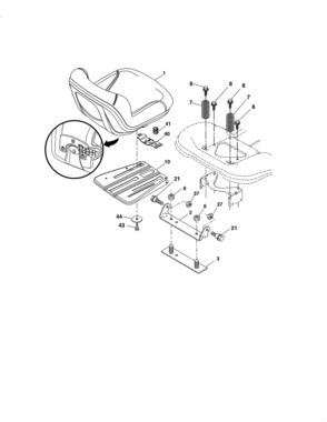 Seat Diagram and Parts List for 917250821  Craftsman Lawn Tractor