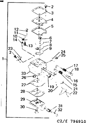 Carburetor Diagram and Parts List for 234796910  Craftsman Trimmer