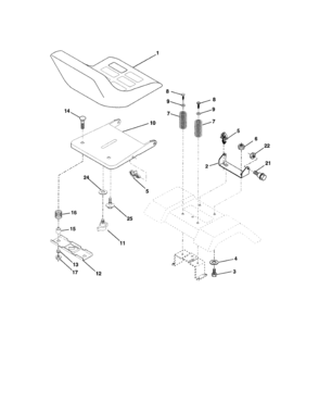 Seat Assembly Diagram and Parts List for 917271553  Craftsman Lawn Tractor