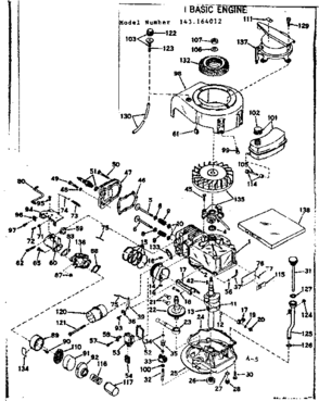 Basic Engine Diagram and Parts List for 143164012  Craftsman Engine