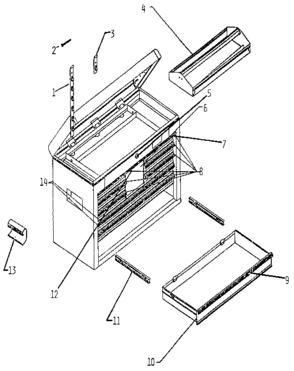 Unit Parts Diagram and Parts List for 65774  Craftsman Tool Stand & Cart