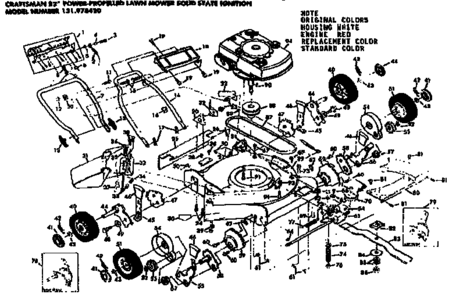 Mower Deck Diagram and Parts List for 131978420  Craftsman Lawn Mower