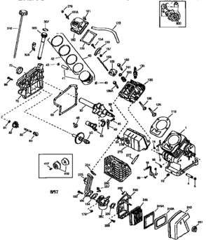 Basic Engine Diagram and Parts List for 143985001  Craftsman Engine