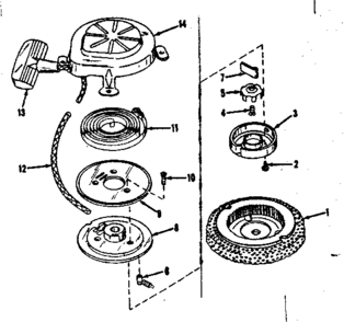 Rewind Starter  No.27649 Diagram and Parts List for 14342200  Craftsman Engine